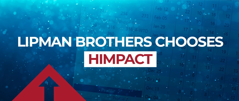 Calendar image with sparkly blue overlay and text that reads Lipman Brothers Chooses HIMPACT.