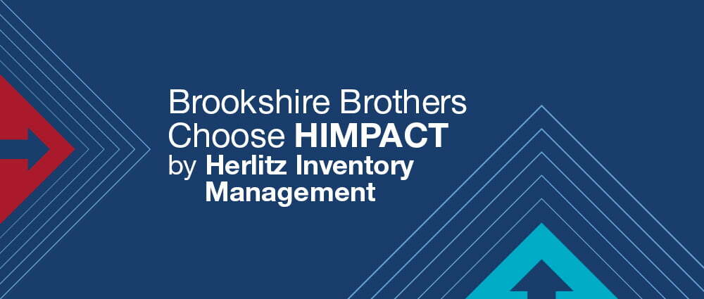 Arrow on the left side and bottom right with text that says Brookshire Brothers Choose HIMPACT by Herlitz Inventory Management.